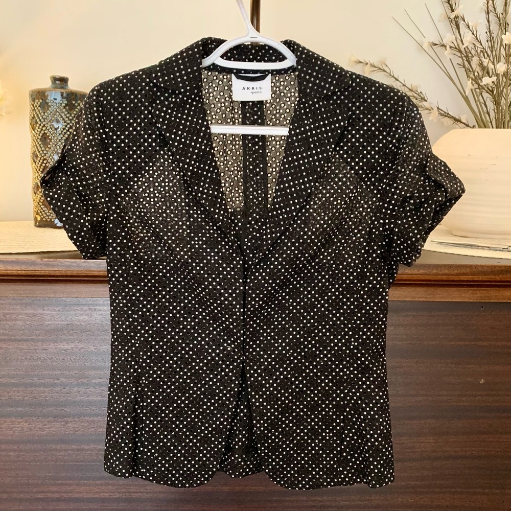 Akris Punto Short Sleeve Polka Dot Eyelet Blazer, Size 4